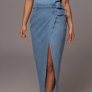 JLUXLABEL Blue Denim Pencil Skirt